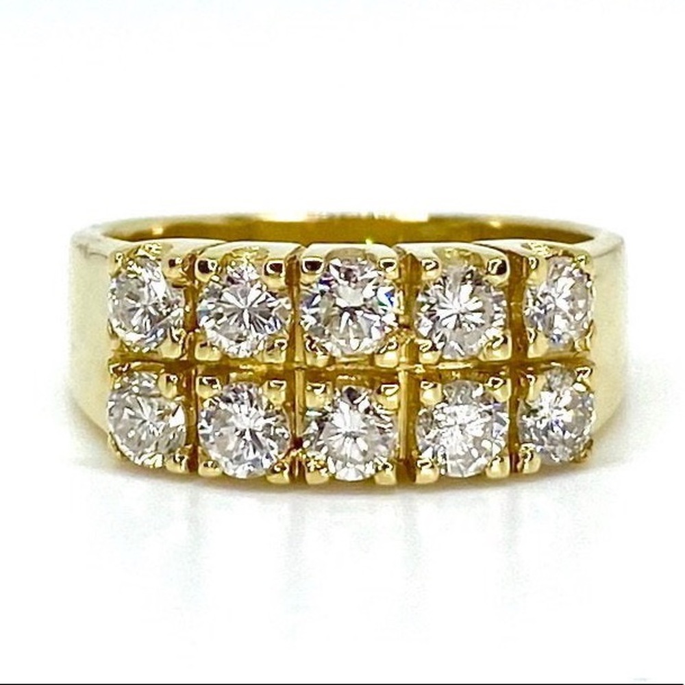 14K Yellow Gold Double Row 1.25ctw Diamond Ring